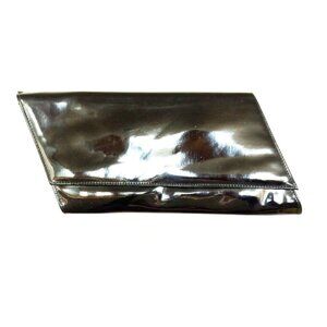 Black Patent Leather Clutch Wristlet Bag Modernist Vintage Accessory